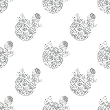 Sorunsuz imkanı ile soyut siyah ve beyaz çiçek çiçek