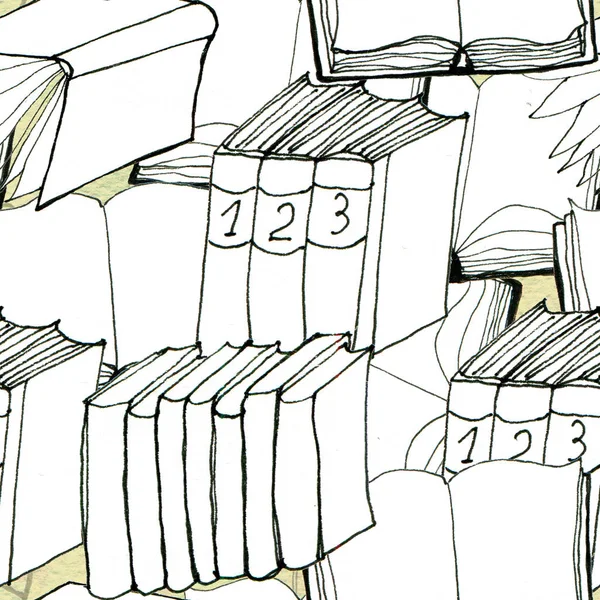 Padrão sem costura com livros — Fotografia de Stock