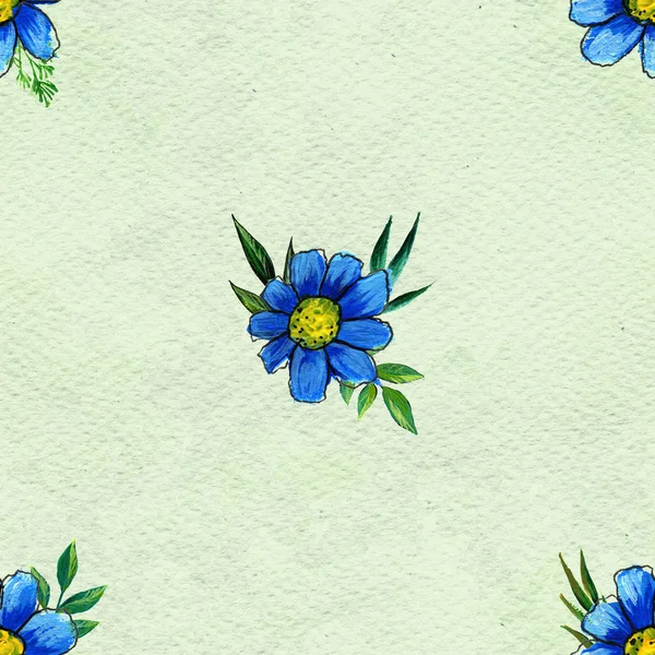 Seamless pattern with blue flowers — Stock Photo, Image