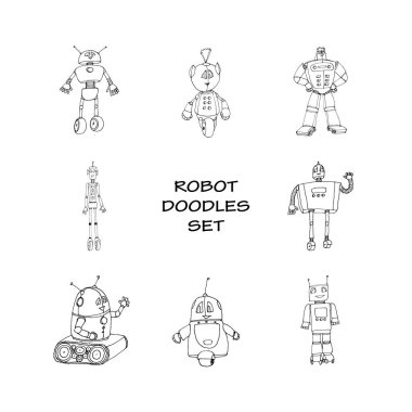 Robot seti doodles.
