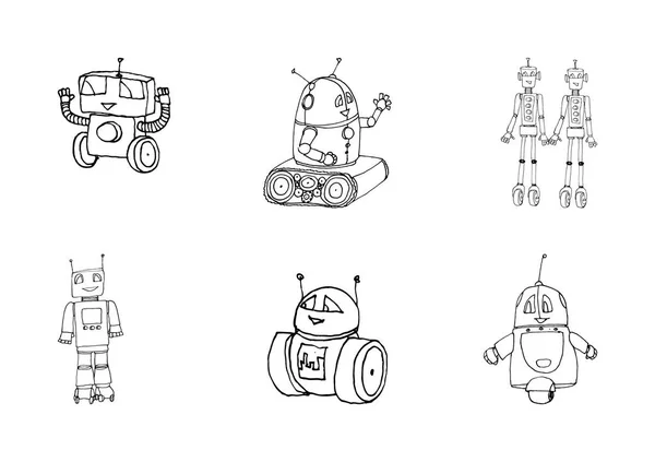 Robot doodles set. — Stock Vector
