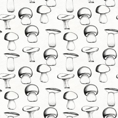 Elle çizilmiş seamless modeli mantar ile.
