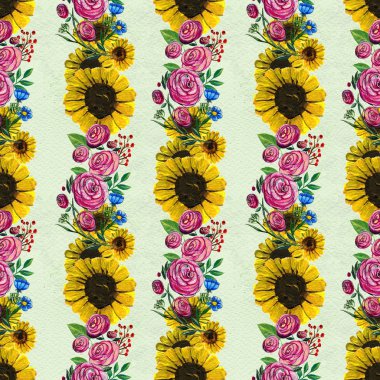 Ayçiçeği ve gül ile Seamless Modeli