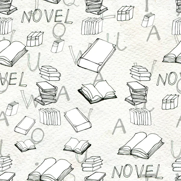 Seamless pattern with books — Stock Photo, Image