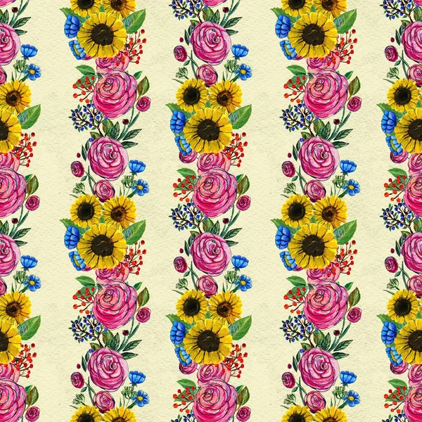 Ayçiçeği ve gül ile Seamless Modeli