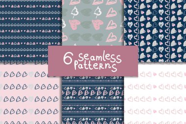 Seamless modeli ile kalpleri ayarla doodle