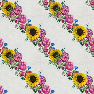 Ayçiçeği ve gül ile Seamless Modeli