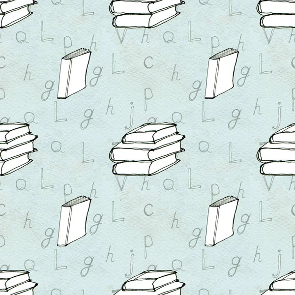 Naadloos patroon met boeken — Stockfoto