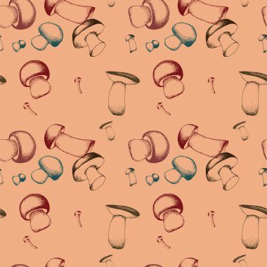 Elle çizilmiş seamless modeli mantar ile.