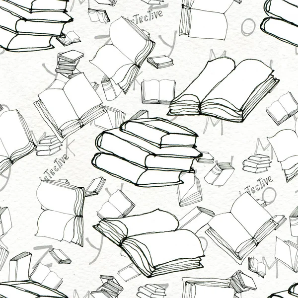 Seamless pattern with books — Stock Photo, Image