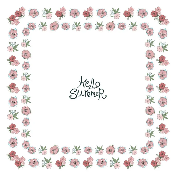 Vierkant floral frame — Stockvector