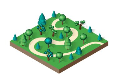 İzometrik görünümü projeksiyon yaz manzara.