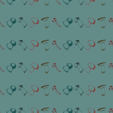 Elle çizilmiş seamless modeli mantar ile.