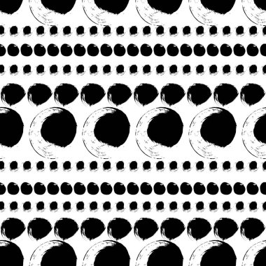 Daireler ile Dikişsiz siyah-beyaz desen