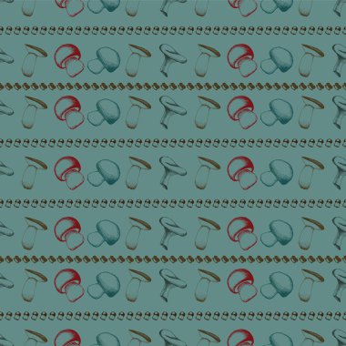 Elle çizilmiş seamless modeli mantar ile.