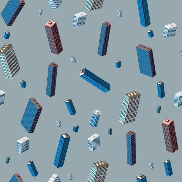 Isometric buildings seamless pattern