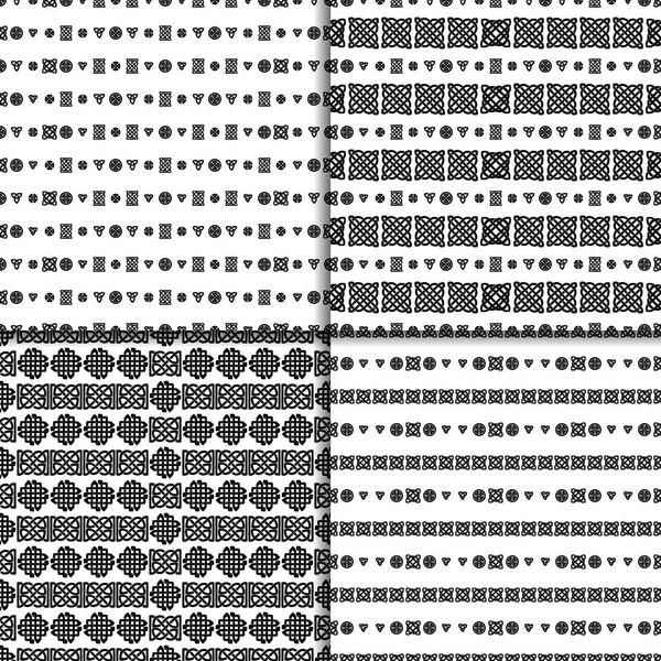 Set di motivi senza cuciture nodo celtico — Vettoriale Stock