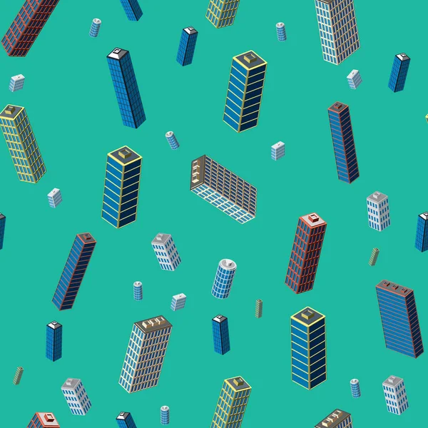 Isometric buildings seamless pattern