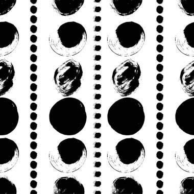 Sorunsuz siyah ve beyaz el çizilmiş desen