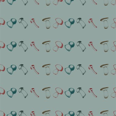 Elle çizilmiş seamless modeli mantar ile.