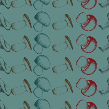 Elle çizilmiş seamless modeli mantar ile.