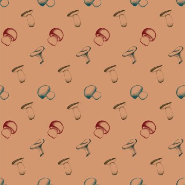 Elle çizilmiş seamless modeli mantar ile.