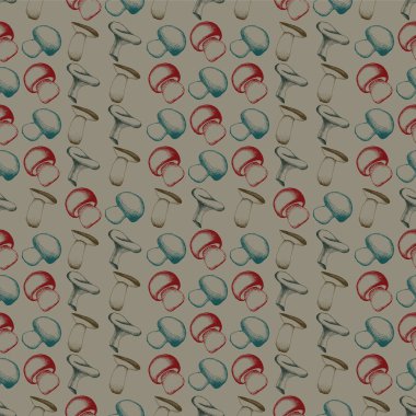 Elle çizilmiş seamless modeli mantar ile.