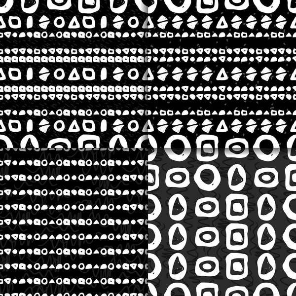 Geometrische monochroom naadloze patroon set — Stockvector