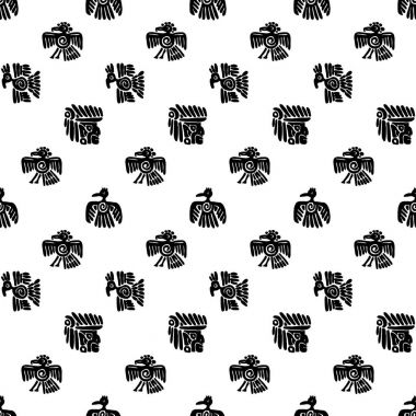 Sorunsuz maya desen. Siyah ve beyaz etnik unsurlar.