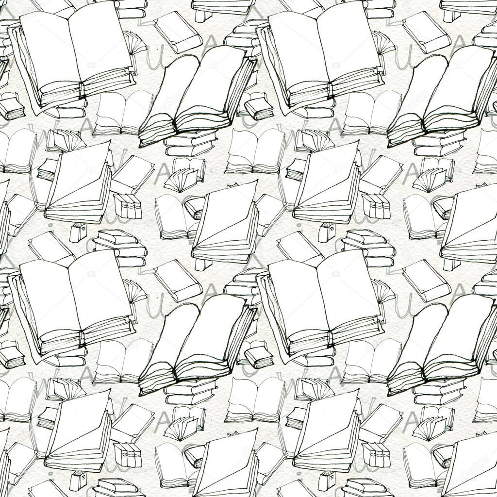 Seamless pattern with books