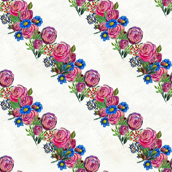 Seamless pattern with pink roses — Stock Photo, Image
