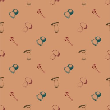 Elle çizilmiş seamless modeli mantar ile.