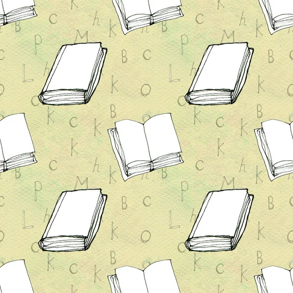 Seamless pattern with books — Stock Photo, Image