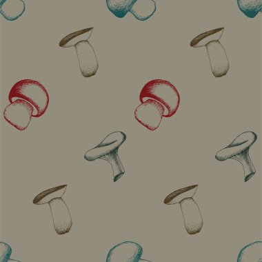 Elle çizilmiş seamless modeli mantar ile.