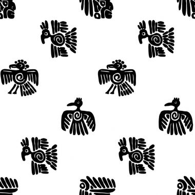 Sorunsuz maya desen. Siyah ve beyaz etnik unsurlar.