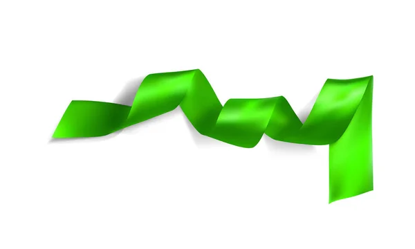 Zielony realistyczne jedwabiu wektor wstążka — Wektor stockowy