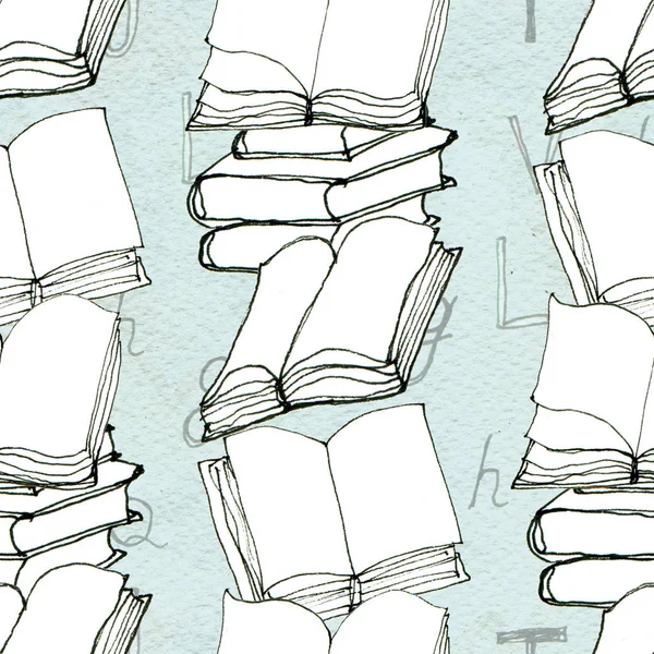 Бесшовный рисунок с книгами — стоковое фото