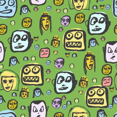 Karalamalar yüzler desen