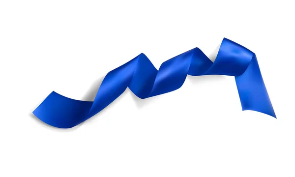 Blue realistic silk vector ribbon — Stock Vector