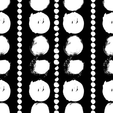 Daireler ile Dikişsiz siyah-beyaz desen