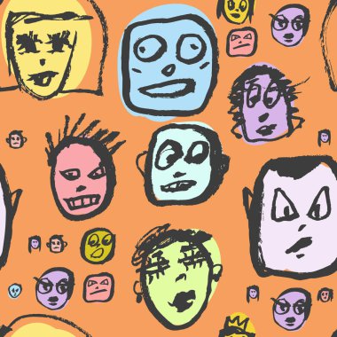 Karalamalar yüzler desen