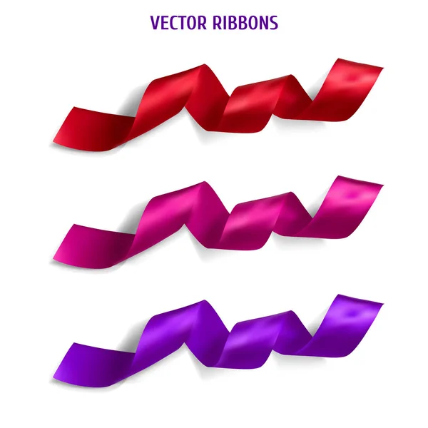 Realistische zijde vector lint set — Stockvector