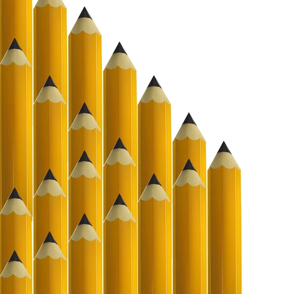 Lápis amarelos sobre fundo branco . — Vetor de Stock