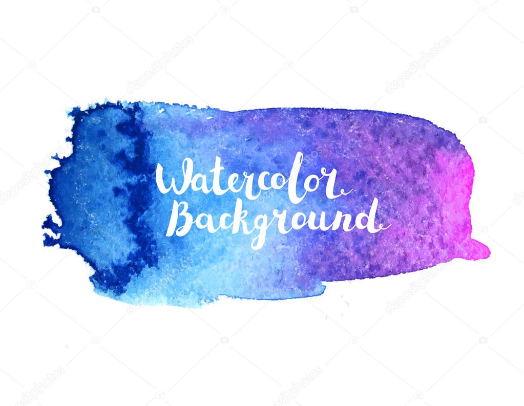 Watercolor brush paint stroke. Hand painted art with lettering vector isolated on white background. Abstract colorful blot. Design element for web banners, cards