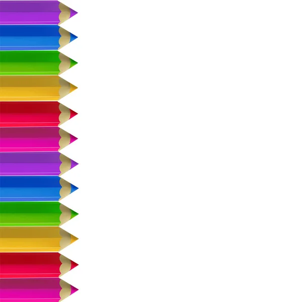 Crayons de couleur bordure sur fond blanc . — Image vectorielle