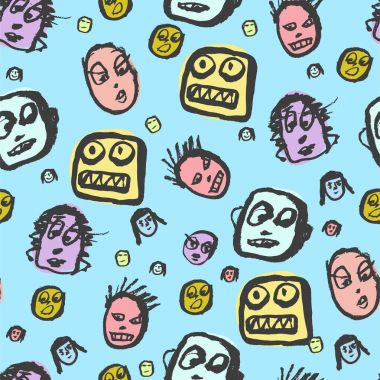 Karalamalar yüzler desen