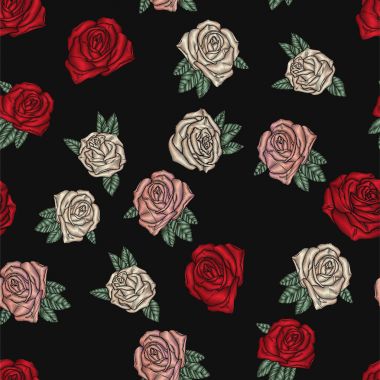 Nakış gül ile seamless modeli.