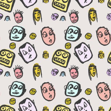 Karalamalar yüzler desen