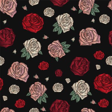 Nakış gül ile seamless modeli.