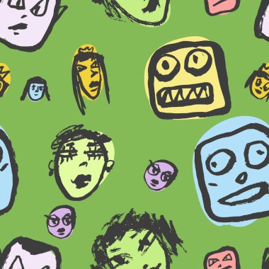 Karalamalar yüzler desen